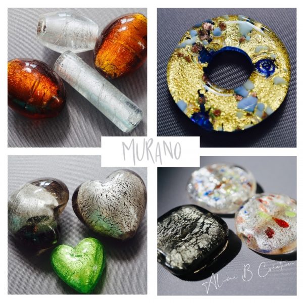 perles de verres de Murano sous différentes formes