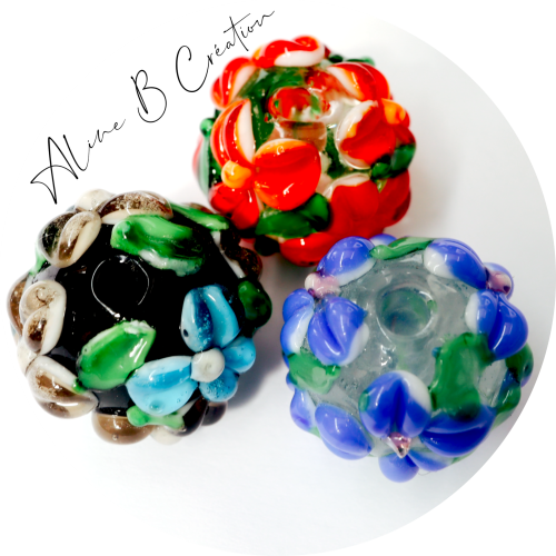 Perles de verre fleurs fabriquées à la main