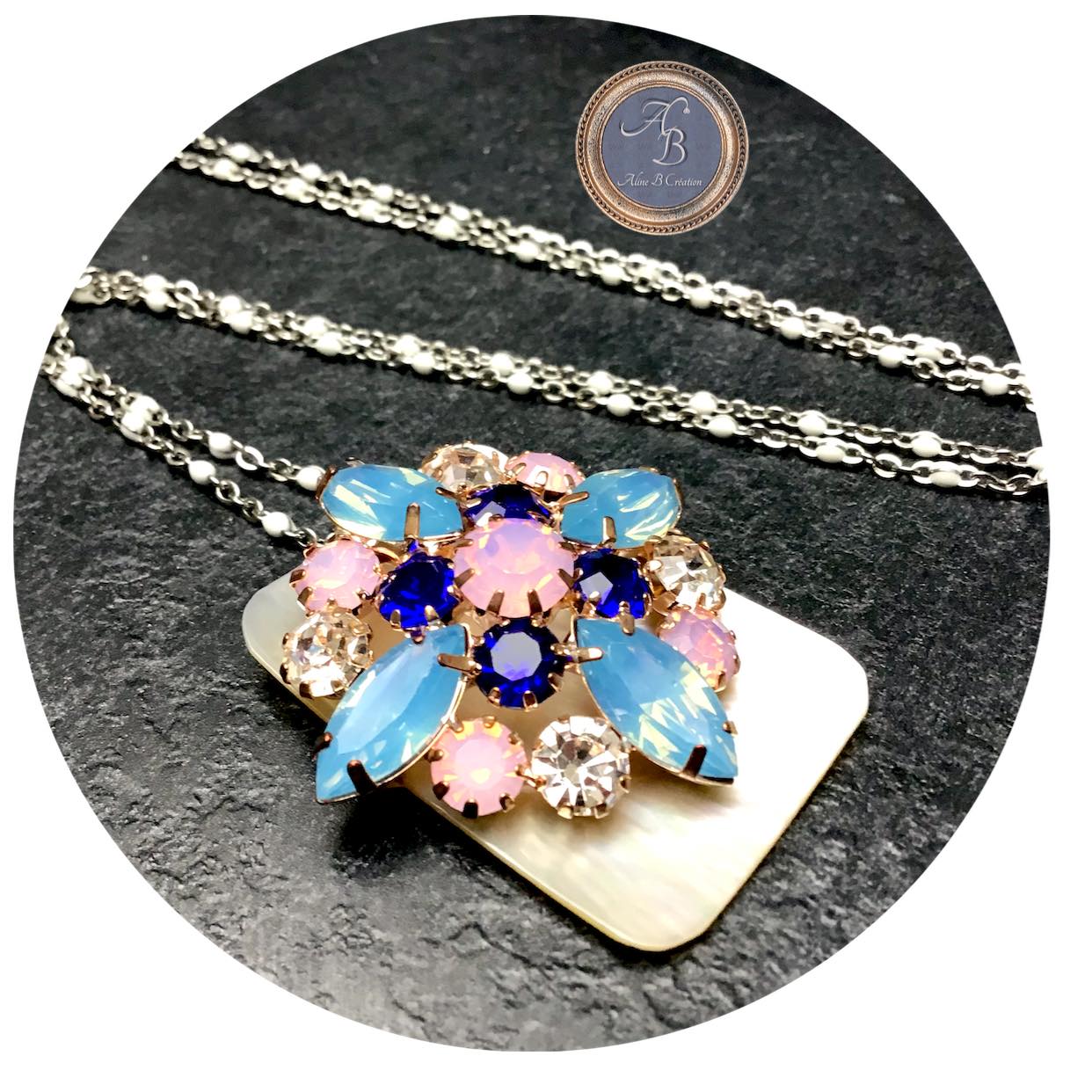 sautoire chaine nacre aline b creation