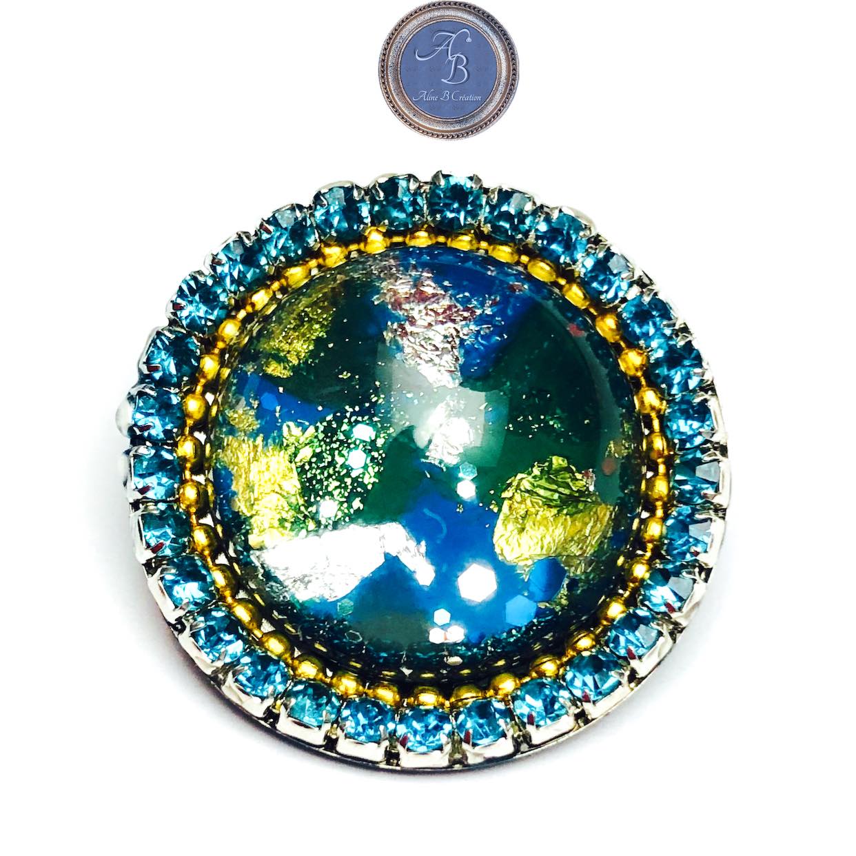 Broche - Aréole aux couleurs émeraude