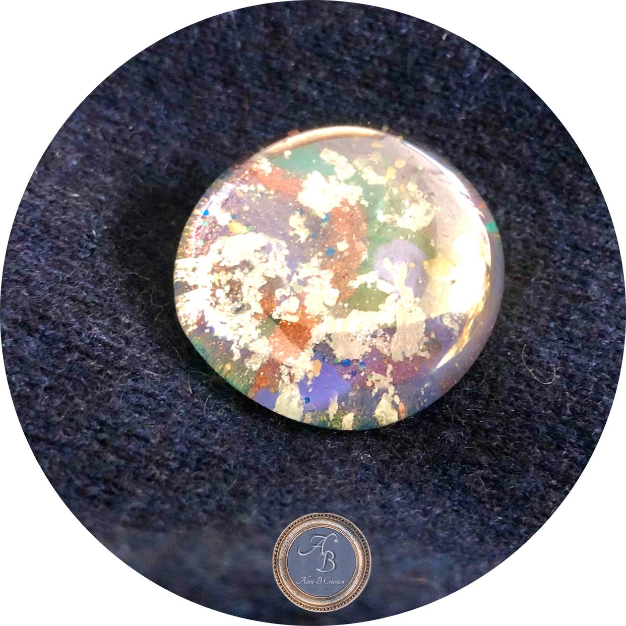 Broche taille M - Les galets de verre d'Aline - "lilas des Indes" – Image 3