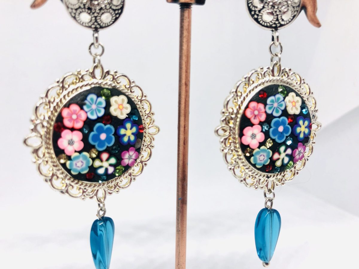 Boucles d’oreilles clous – Ronde botanique – Image 2