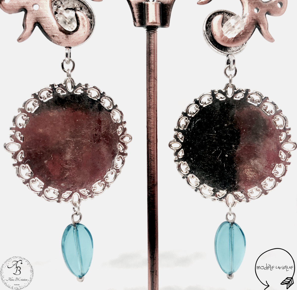 Boucles d’oreilles clous – Ronde botanique – Image 3