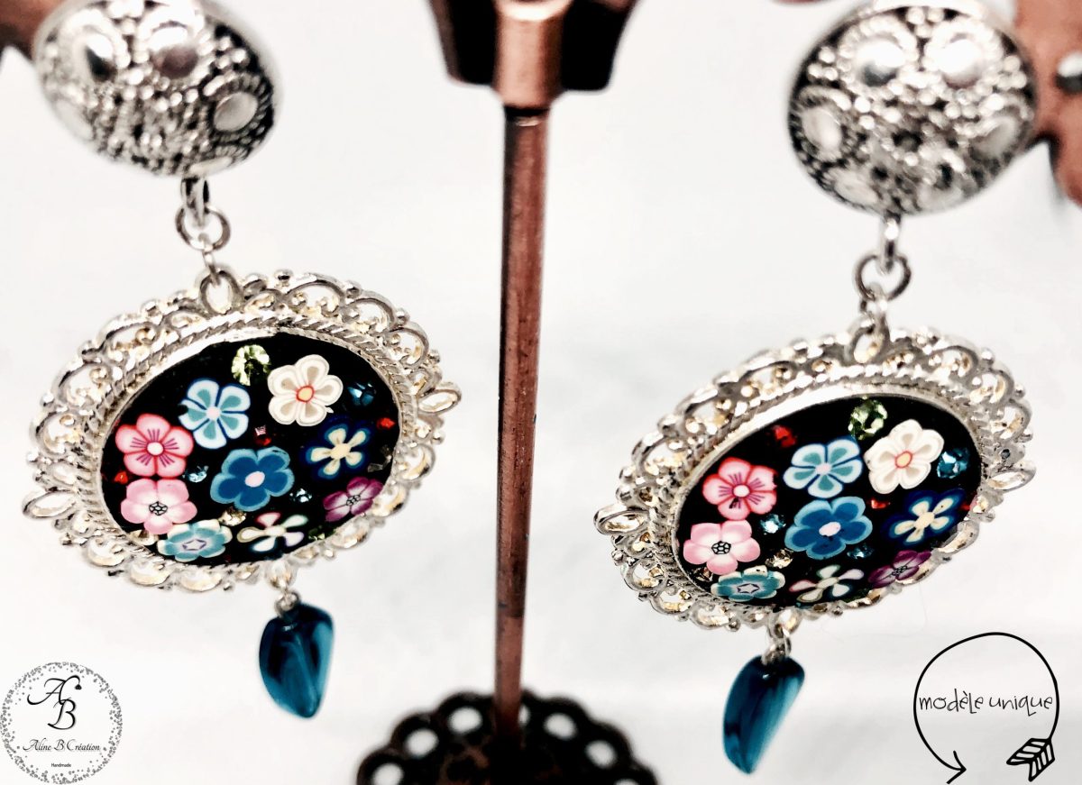 Boucles d’oreilles clous – Ronde botanique – Image 4