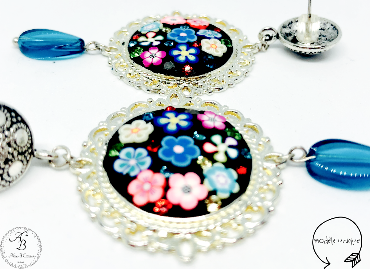 Boucles d’oreilles clous – Ronde botanique – Image 5