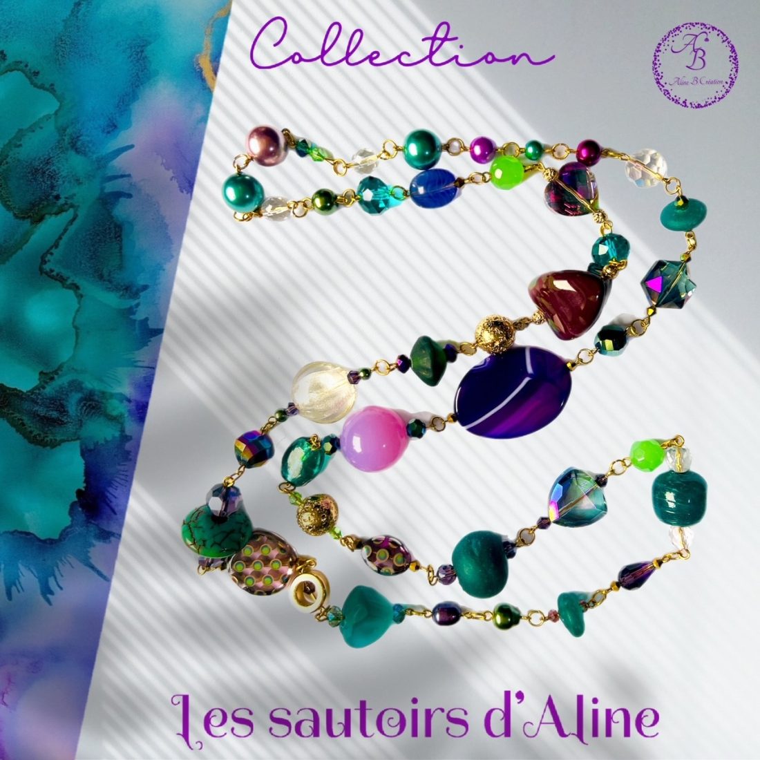 vue ensemble sautoir aline vert violet