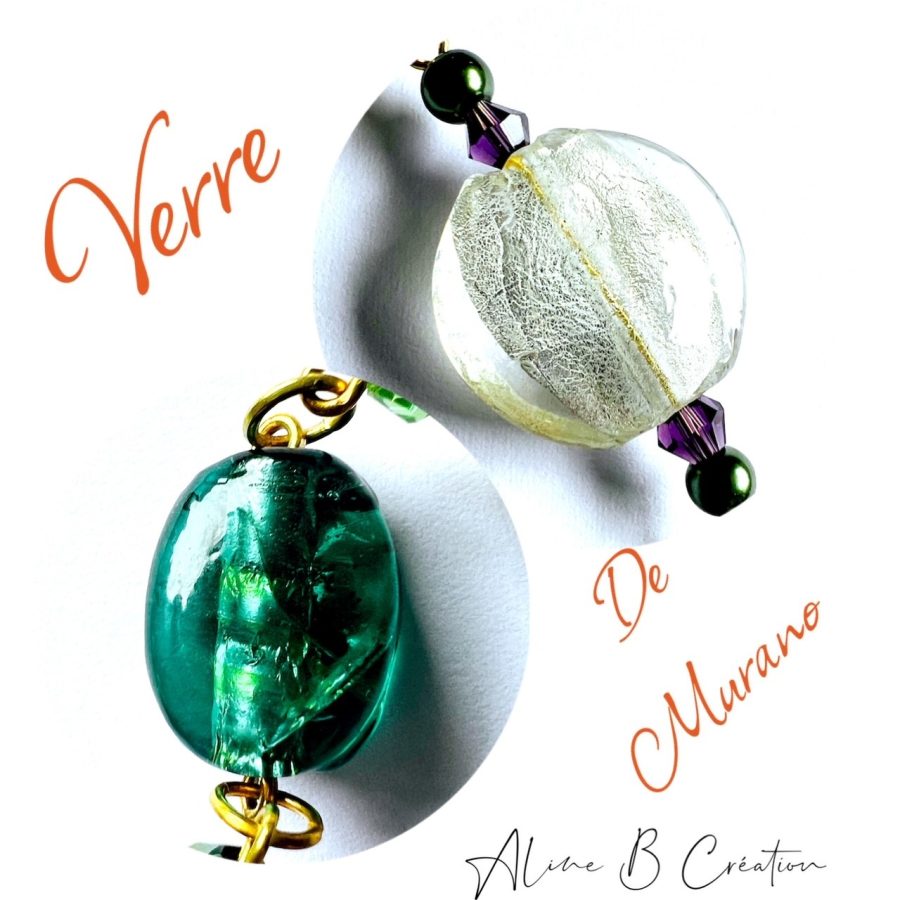 zoom perle le sautoir d'Aline vert violet