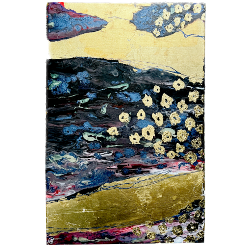 Toile Rêverie florale mordorée