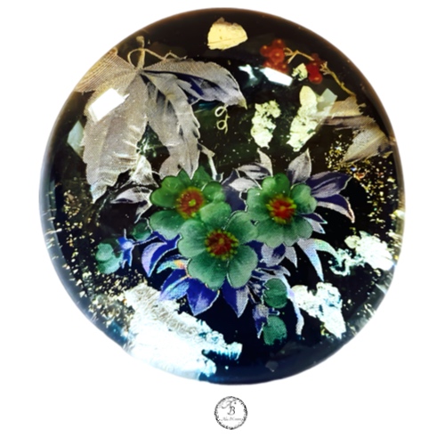 broche de verre Fleurs de jade