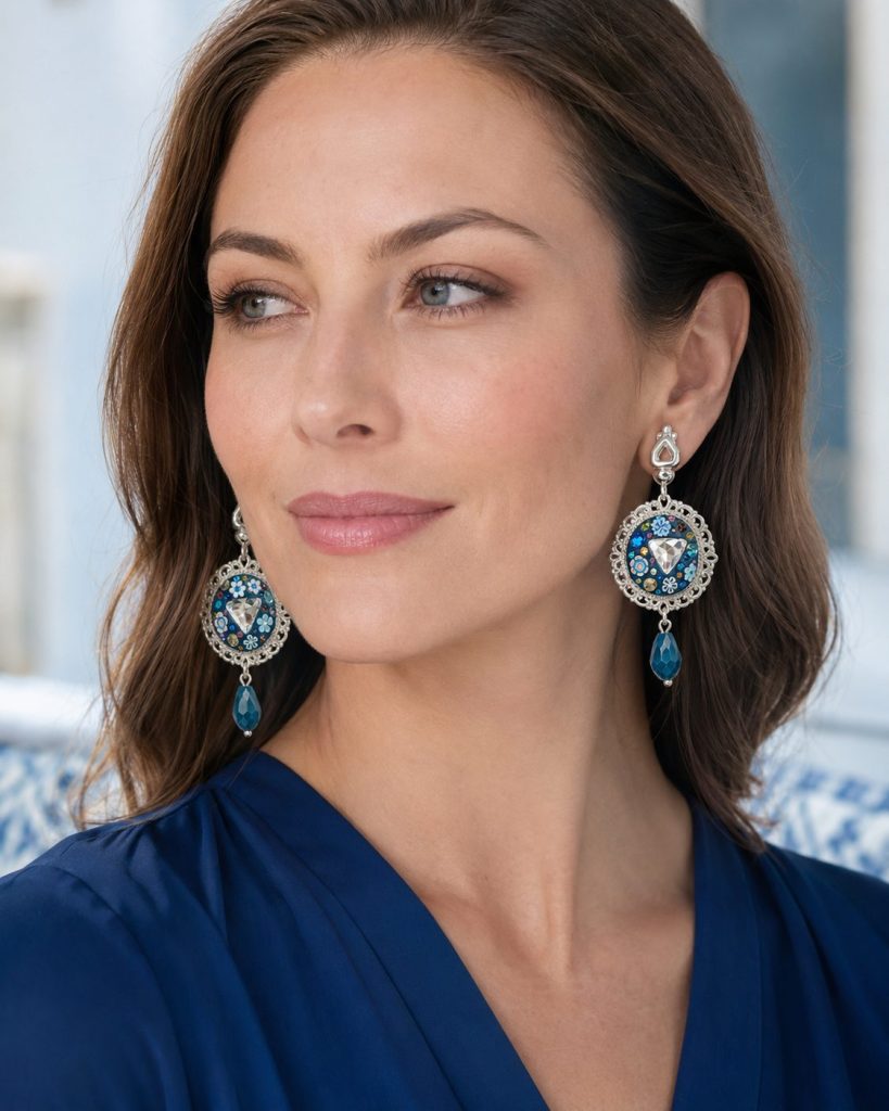 Boucles d’oreilles à clips Cœur de Néréides portées – oreilles non percées