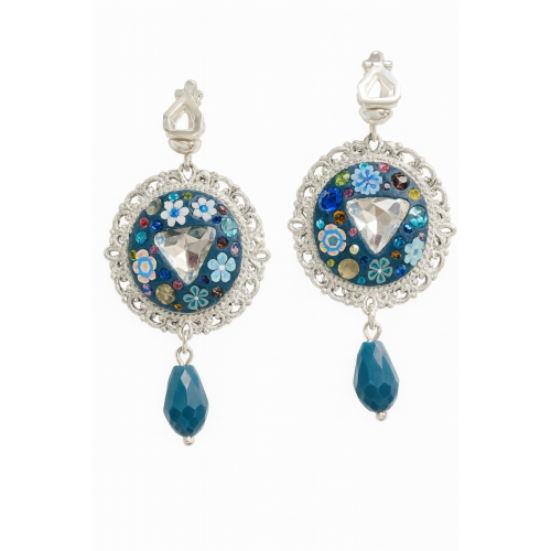 Boucles d’oreilles clips Cœur de Néréides – création artisanale colorée avec cœur en cristal.