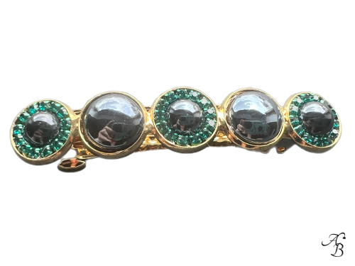 La barrette cabochons Nuit d'émeraude