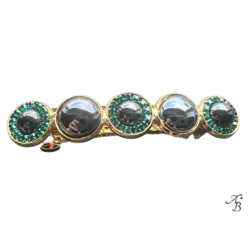 La barrette cabochons Nuit d'émeraude