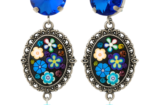 Boucles d’oreilles à clips Nuit botanique pour oreilles non percées – Aline B Création