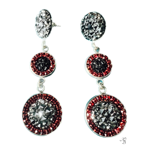 Boucles d’oreilles clous Pendants passionnément – création artisanale Aline B Création
