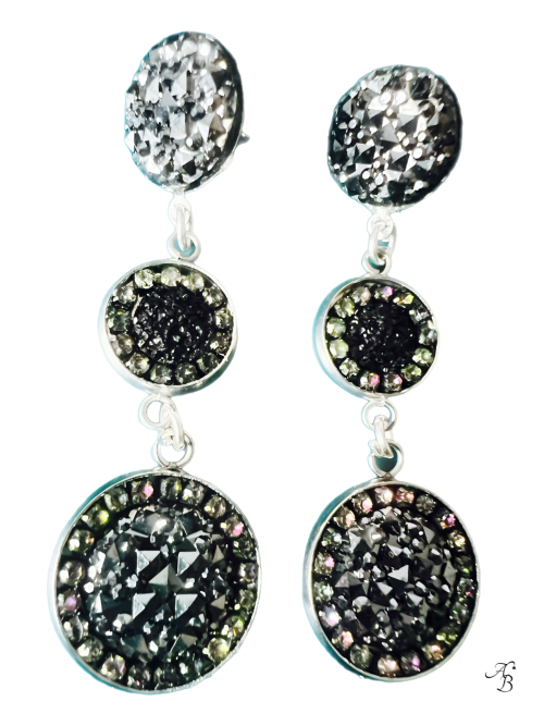 Boucles d’oreilles clous Pendants night – création artisanale Aline B Création