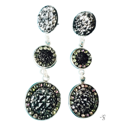 Boucles d’oreilles clous Pendants night – création artisanale Aline B Création