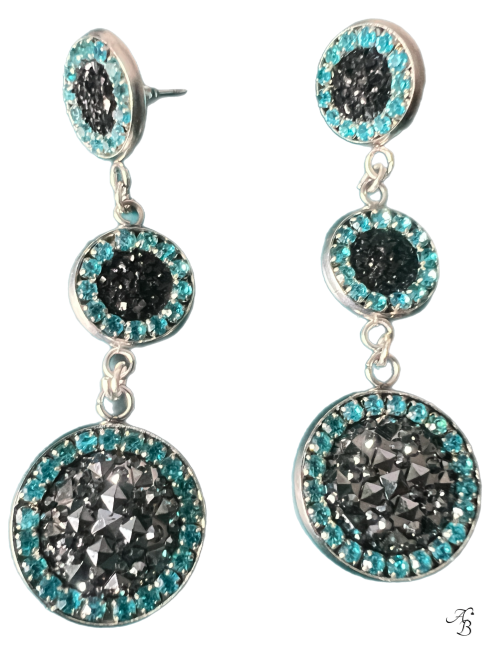 Boucles d’oreilles clous Pendants azurés – création artisanale Aline B Création