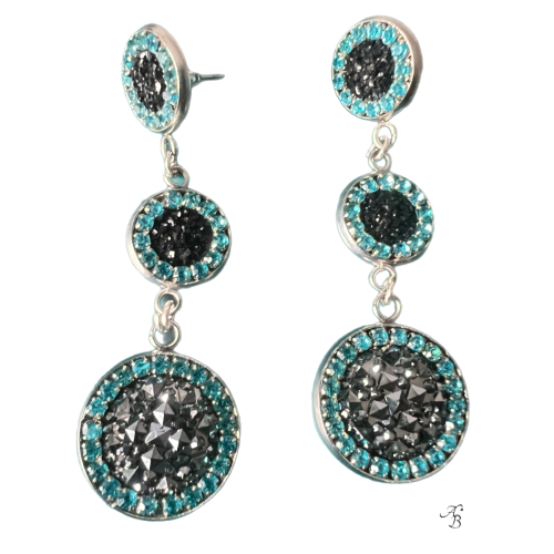 Boucles d’oreilles clous Pendants azurés – création artisanale Aline B Création