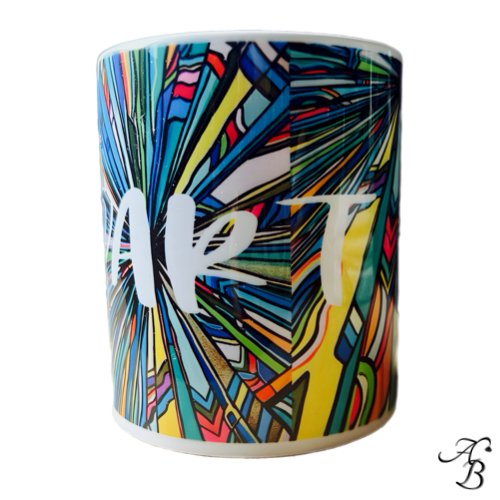 Mug I LOVE ART - Vitrail magique, création en porcelaine décorée d’un motif inspiré d’une œuvre originale peinte à la main