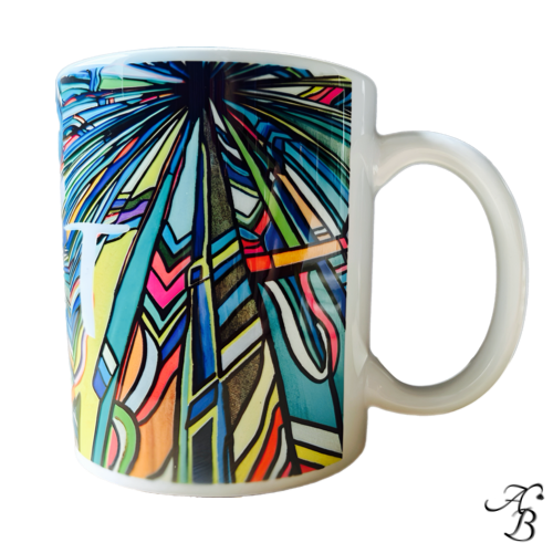 Mug I LOVE ART - Vitrail magique, création en porcelaine décorée d’un motif inspiré d’une œuvre originale peinte à la main