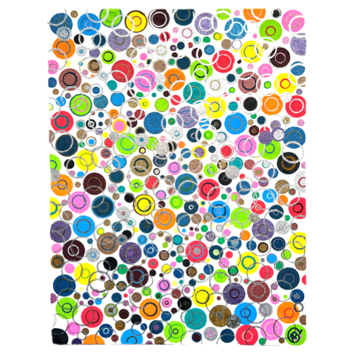 Toile acrylique originale Crazy bubbles multicolore avec bulles abstraites peintes à la main par Aline B Création, œuvre contemporaine unique.