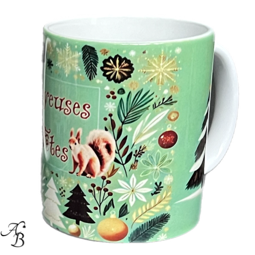 Mug de Noël Écureuil enchanté – création artisanale Aline B Création.