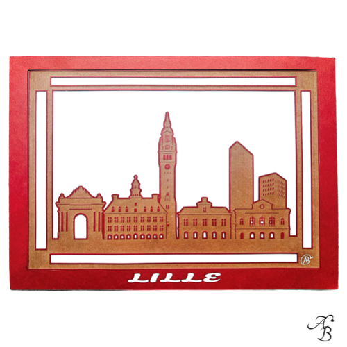 Silhouette de ville A4 - Lille en Terracotta découpée en papier