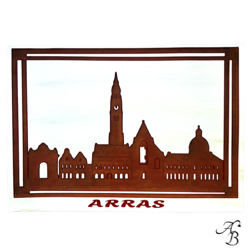 Silhouette de ville A4 - Arras en Terracotta, découpée en papier