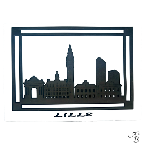 Silhouette de ville A4 – Lille en noir découpée en papier