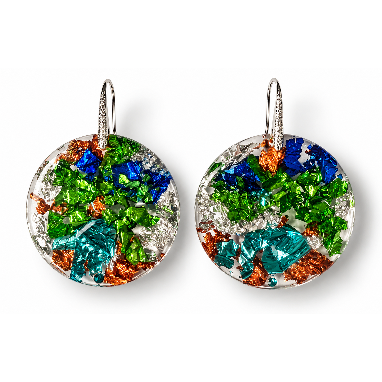 Boucles d’oreilles Resin’ Berlingot de face : grands disques en résine aux couleurs acidulées – Aline B Création